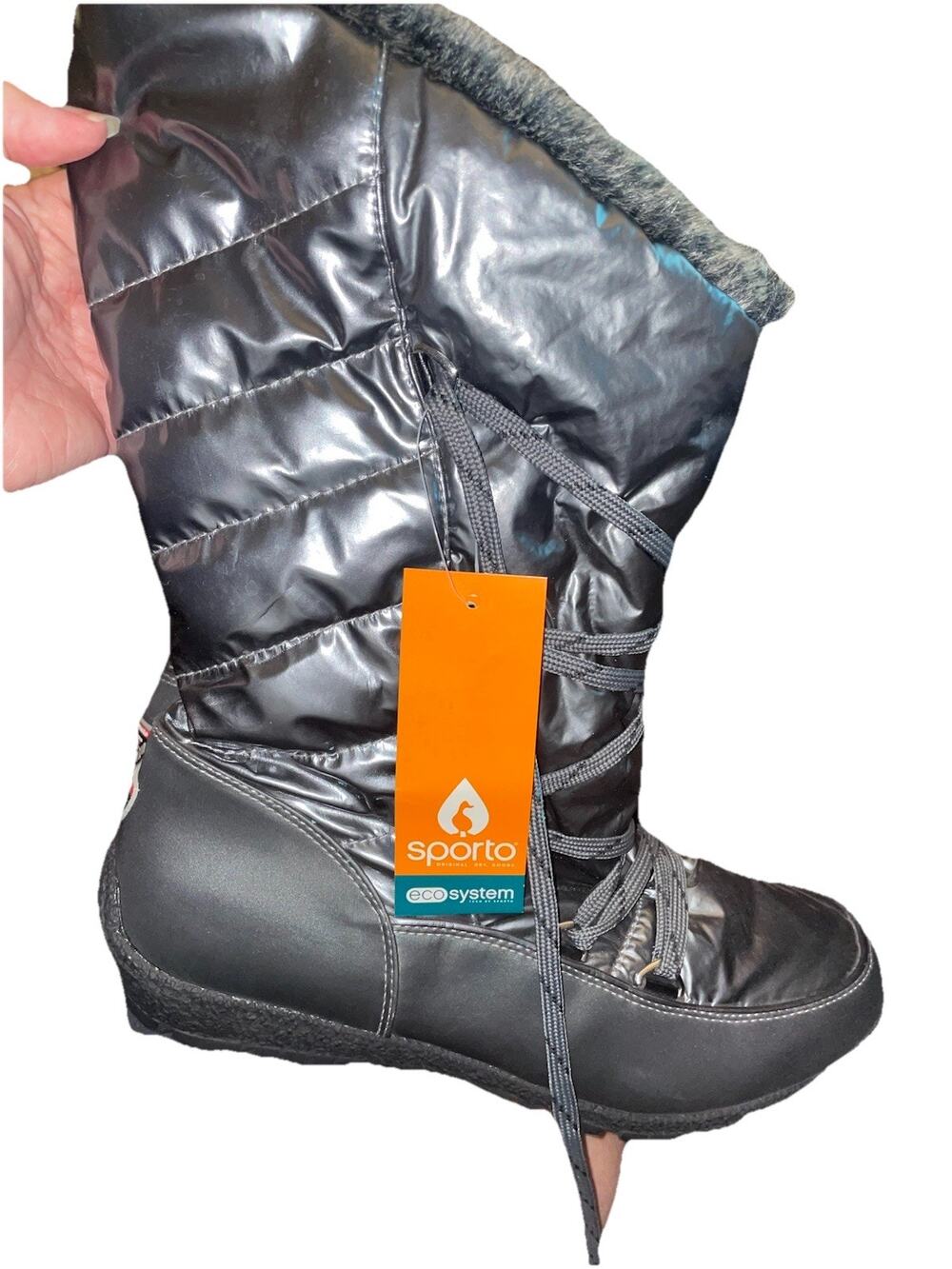 Sporto Charles Angled Calf Waterproof Winter Boots Pewter Women’s Size 12 W NEW